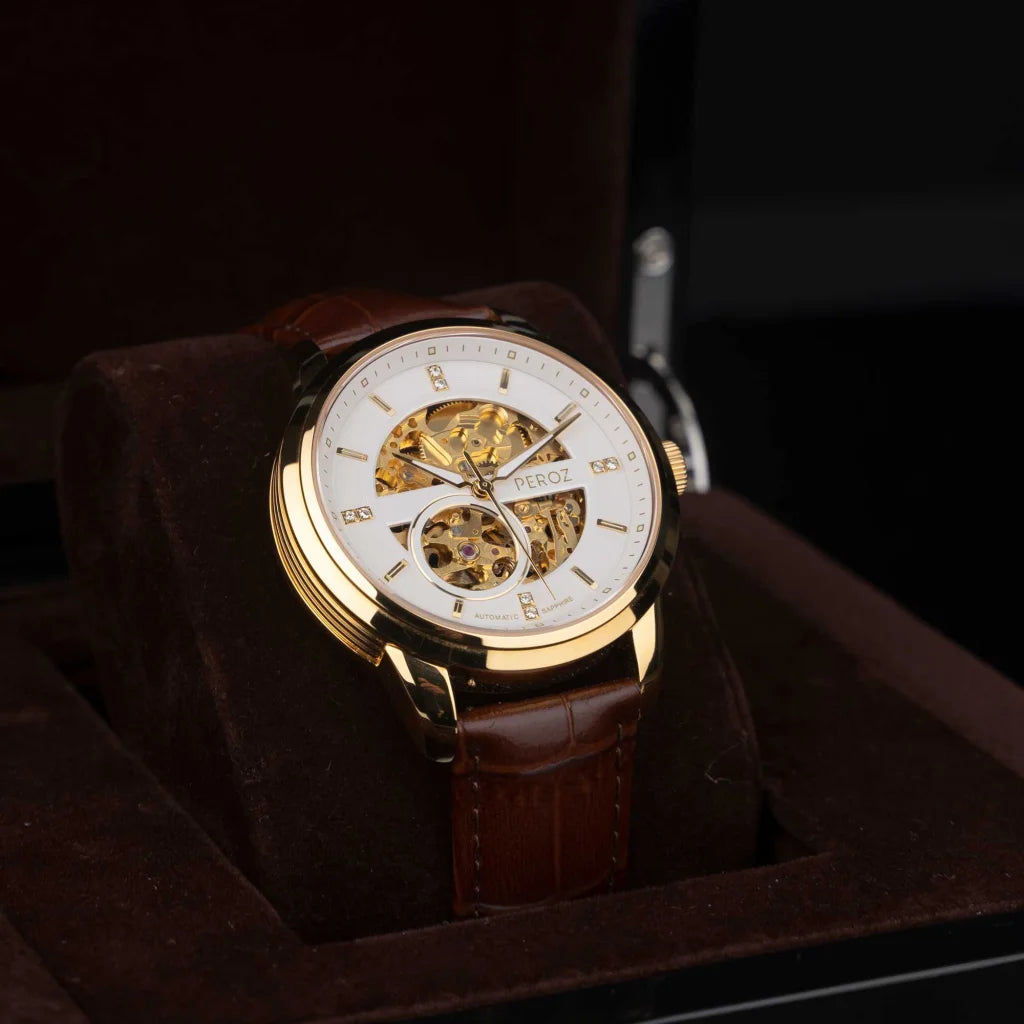 Peroz Automatic Men’s Watch - Brown Leather - Fashion >