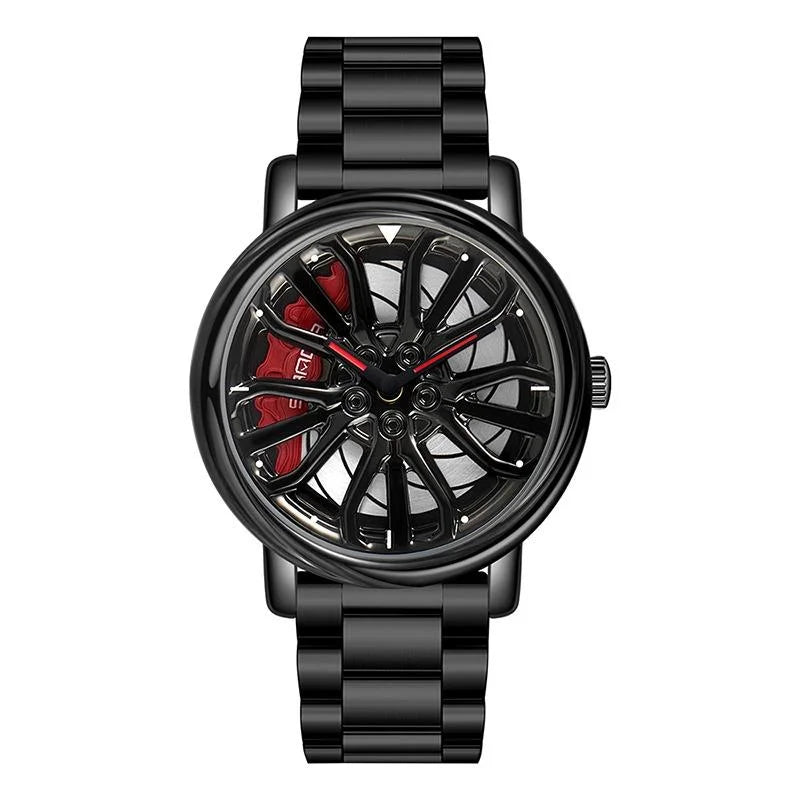 Personalized Skeleton Quartz Watch with Steel Strap for Men