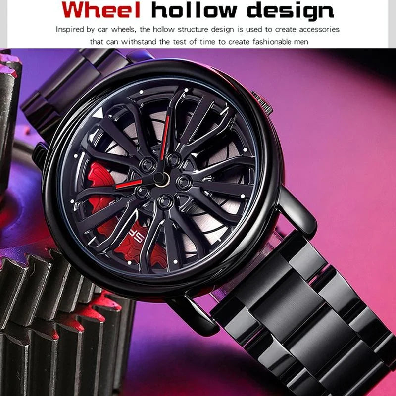Personalized Skeleton Quartz Watch with Steel Strap for Men