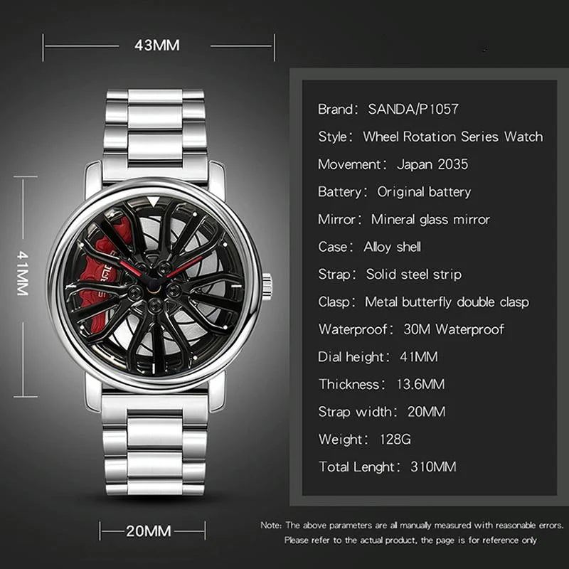 Personalized Skeleton Quartz Watch with Steel Strap for Men