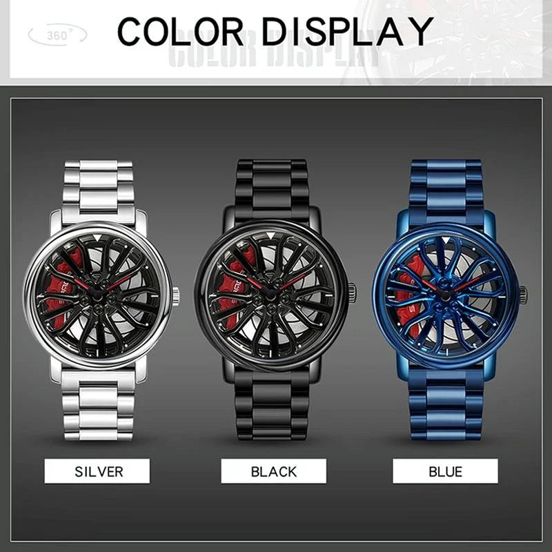 Personalized Skeleton Quartz Watch with Steel Strap for Men