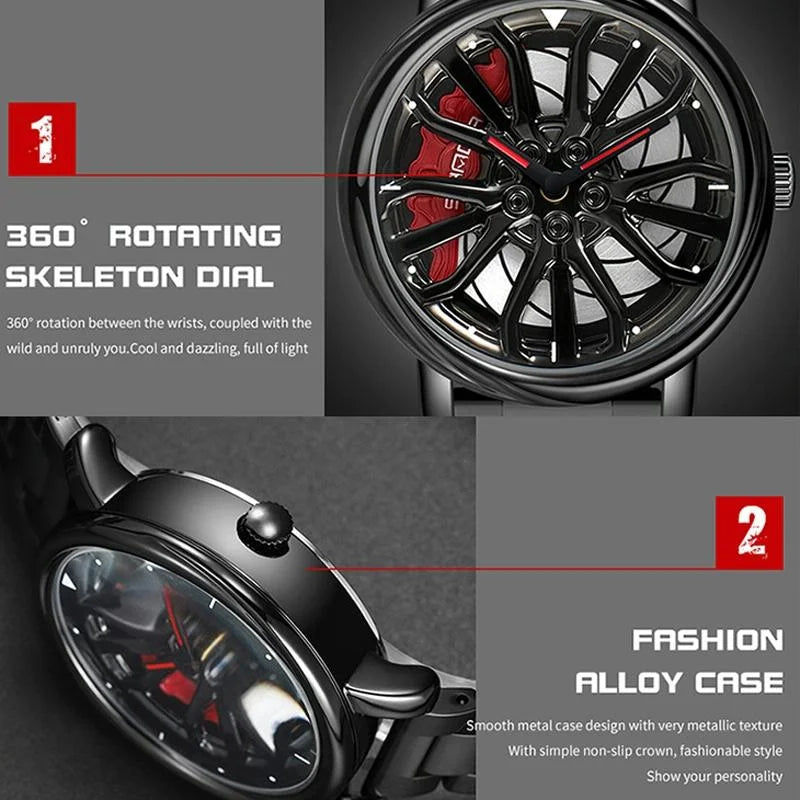 Personalized Skeleton Quartz Watch with Steel Strap for Men