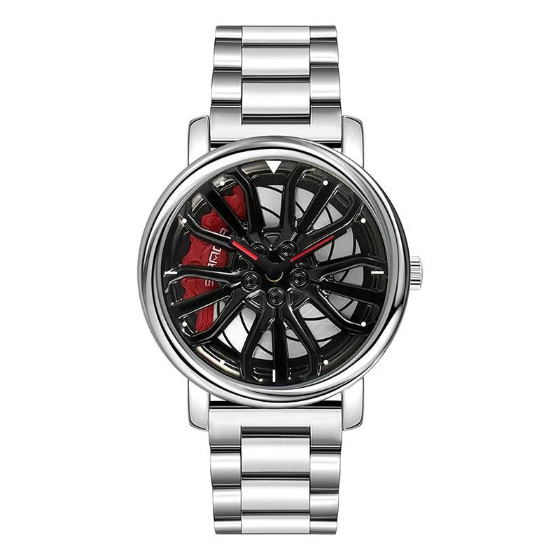 Personalized Skeleton Quartz Watch with Steel Strap for Men