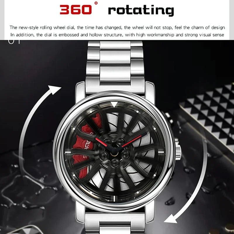 Personalized Skeleton Quartz Watch with Steel Strap for Men