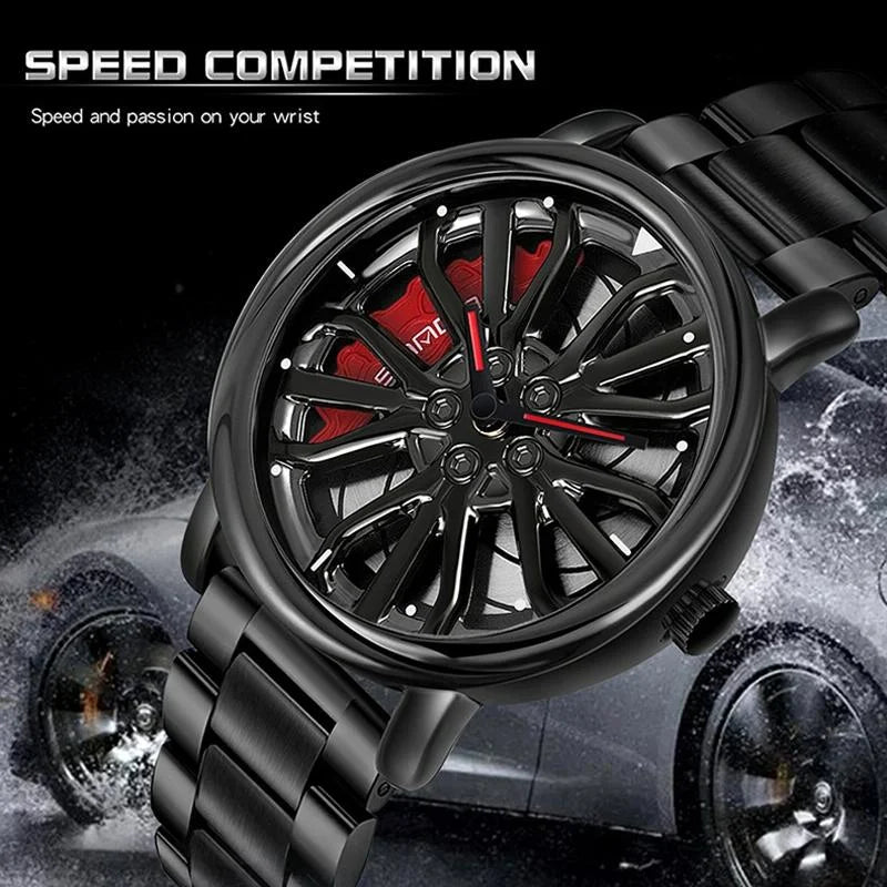 Personalized Skeleton Quartz Watch with Steel Strap for Men