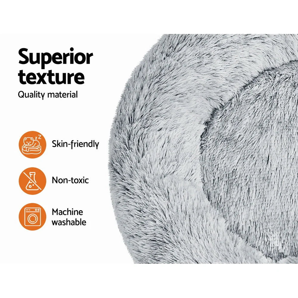 Pet Bed Dog Cat Calming Large 90cm charcoal sleeping