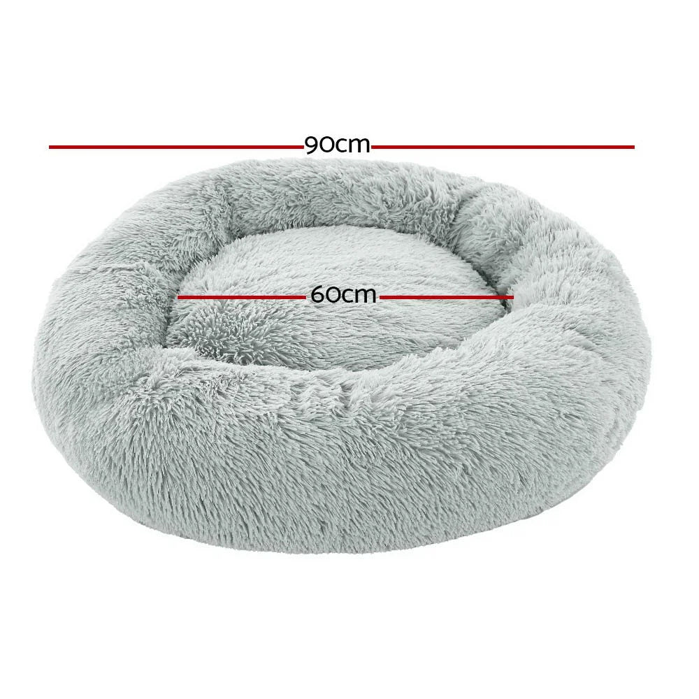 Pet Bed Dog Cat Calming Bed Large 90cm - Light Grey