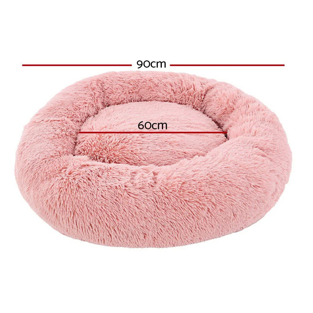 Pet Bed Dog Cat Calming Bed Large 90cm - Pink Sleeping