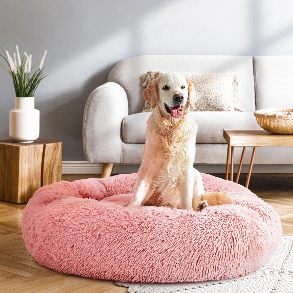 Pet Bed Dog Cat Calming Bed Large 90cm - Pink Sleeping