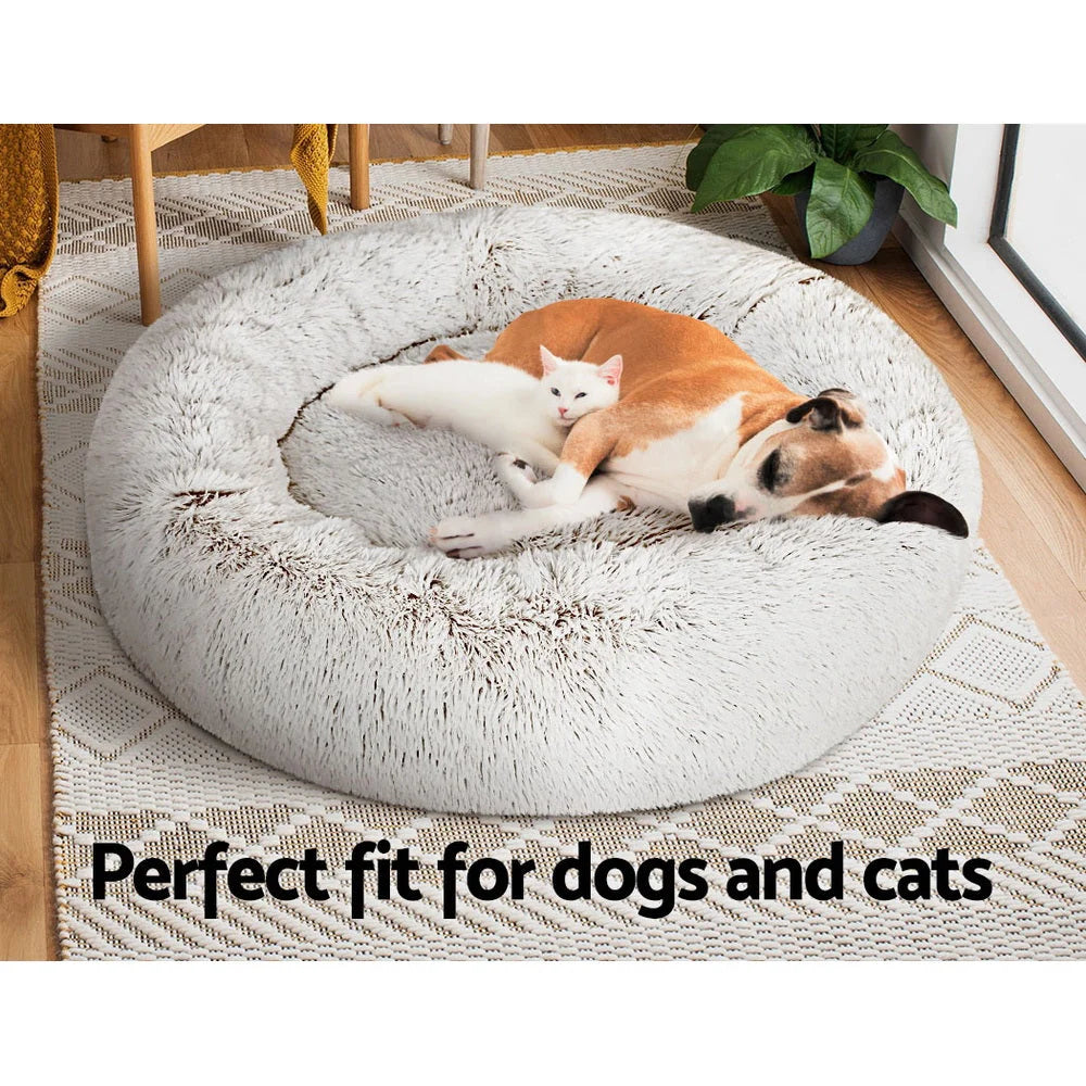 Pet Bed Dog Cat Calming Bed Large 90cm White Sleeping Comfy