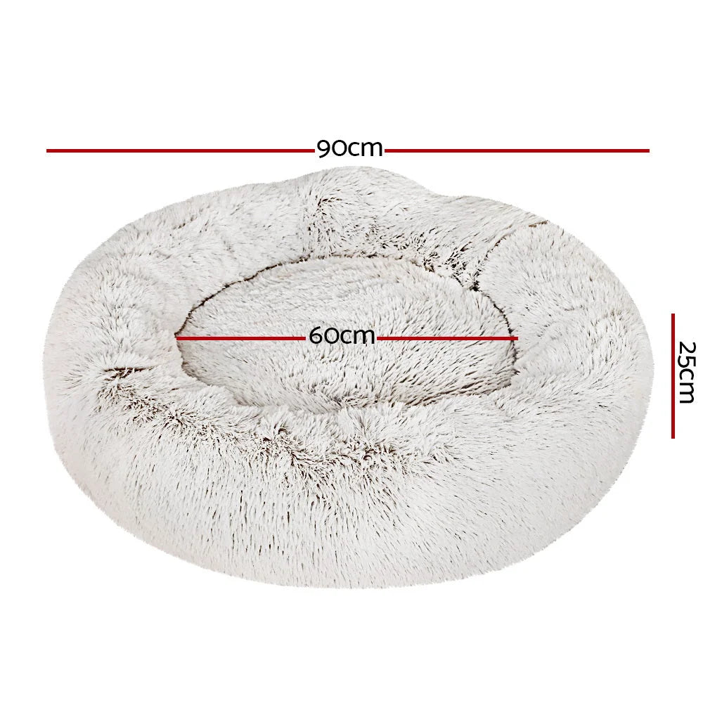 Pet Bed Dog Cat Calming Bed Large 90cm White Sleeping Comfy