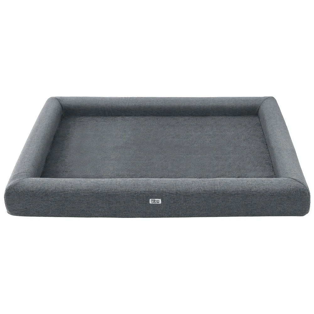 Grey pet bed dog with colour and construction cues