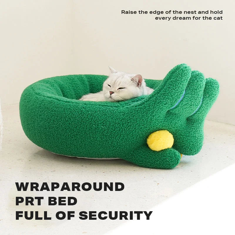 Pet Bed Dog Cat Warm Soft Plush Round Nest Comfy Sleeping