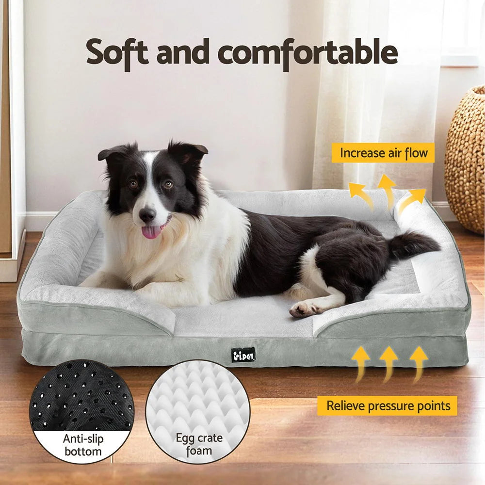 Pet Bed Dog Soft Cushion Egg Crate Large Sofa - Removable &