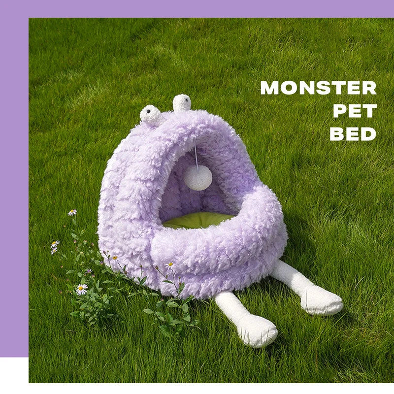 Pet Bed Monster Dog Cat Warm Soft Plush Nest Comfy Sleeping