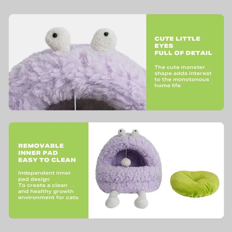 Pet Bed Monster Dog Cat Warm Soft Plush Nest Comfy Sleeping
