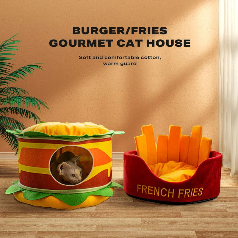 Pet Bed Washable Hamburger for Cats and Dogs - Pet Care