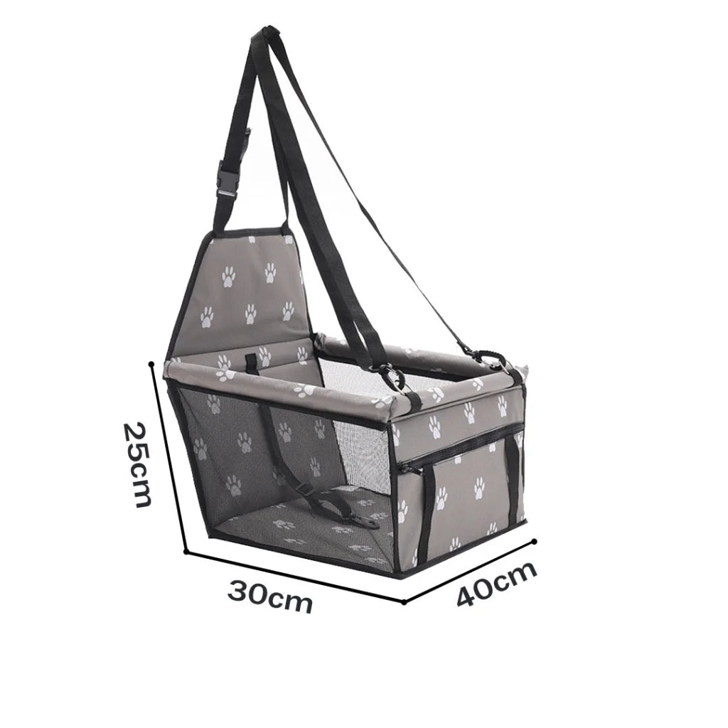Pet Booster Car Seat Set of 2 Premium Waterproof Breathable Mesh Safety Travel Portable Dog Carrier Bag - Grey
