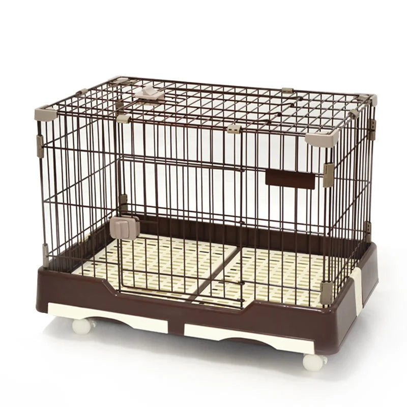 Pet Cage Large Brown Dog Cat Rabbit Crate Kennel with Potty