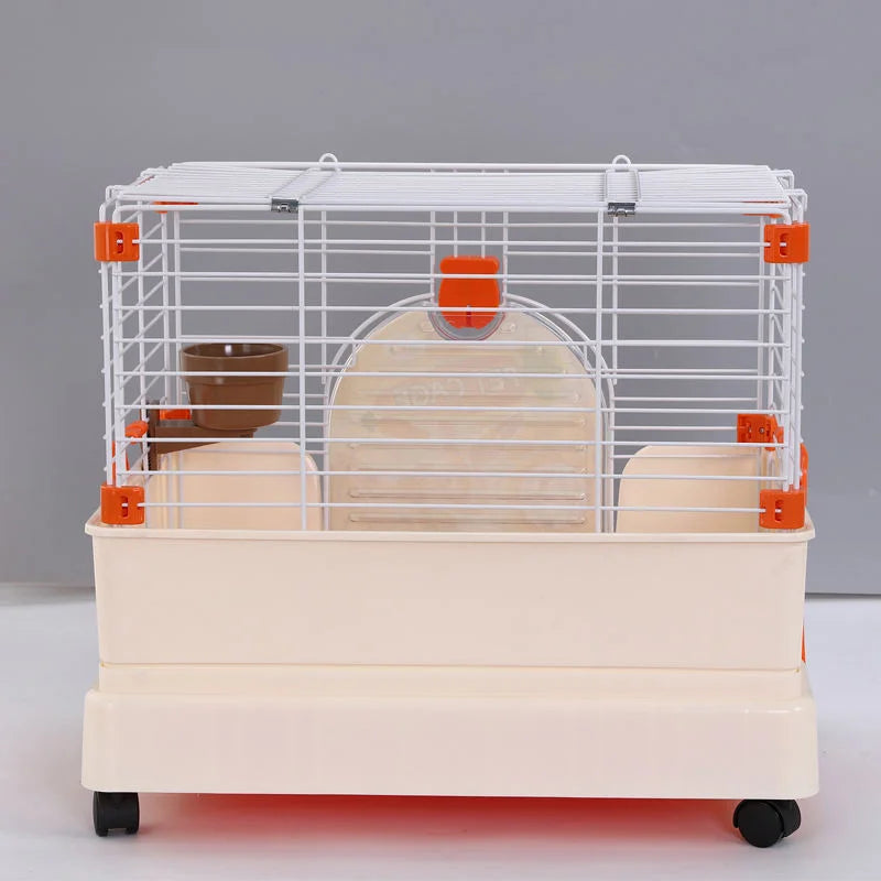 Pet Cage Small Orange Rabbit Guinea Pig Crate Kennel