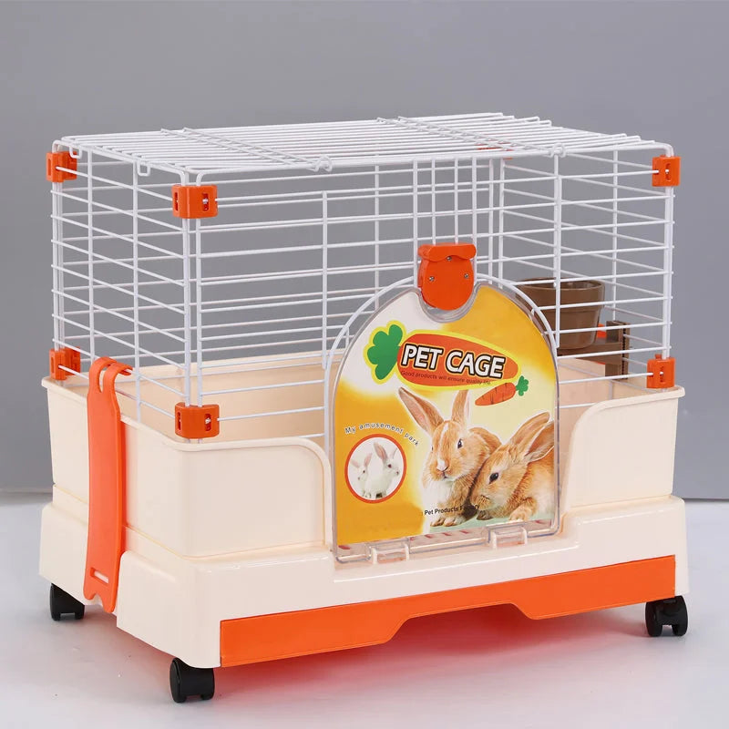 Pet Cage Small Orange Rabbit Guinea Pig Crate Kennel