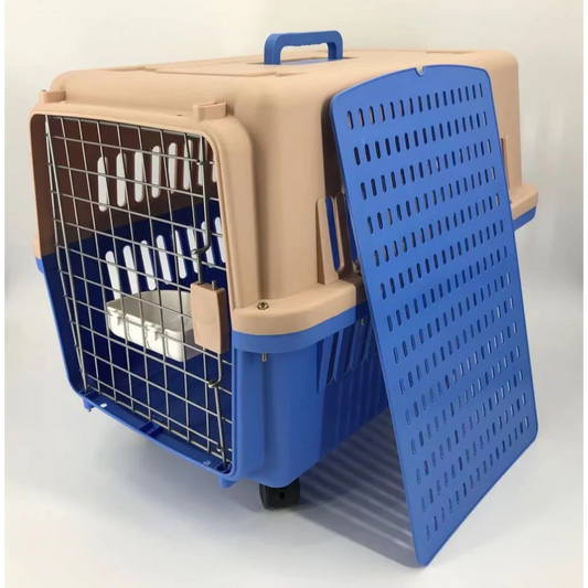 Pet Carrier Cage Large Dog Puppy Cat Crate with Tray Bowl &