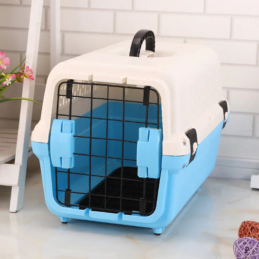 Pet Carrier Portable Plastic Dog Cat Travel Cage with Tray