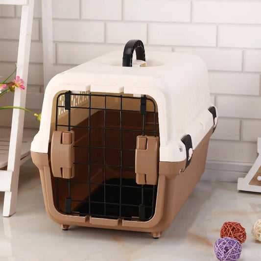 Pet Carrier Portable Plastic Dog Cat Travel Cage with Tray