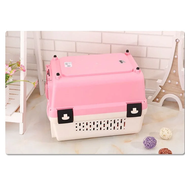 Pet Carrier Portable Plastic Dog Cat Travel Cage with Tray