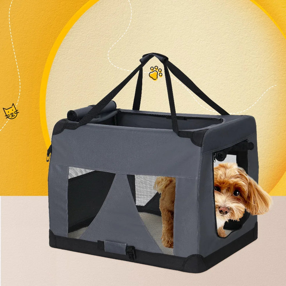 60x42cm pet cage with foldable wire crate and plastic floor tray