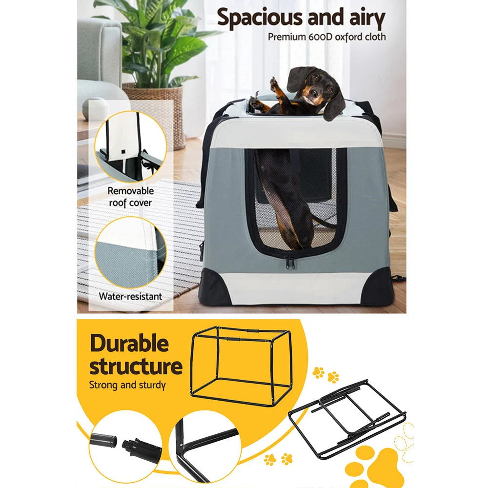 Soft Crate Dog Cat Travel 70x52cm Portable Foldable Car Large Pet Carrier