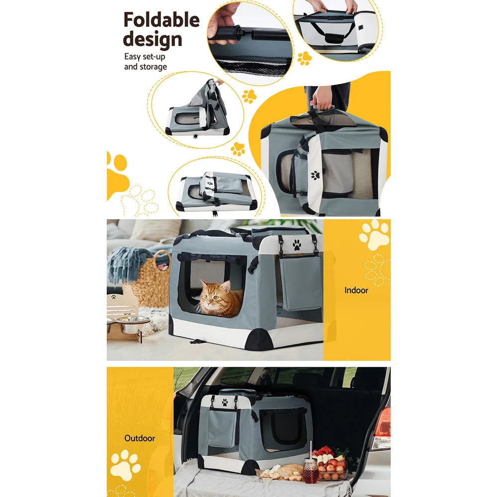 Dog Cat Travel 70x52cm Portable Foldable Car Large Pet Carrier Soft Crate