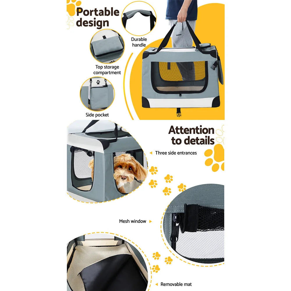 Crate Dog Cat Travel 70x52cm Portable Foldable Car Large Pet Carrier Soft