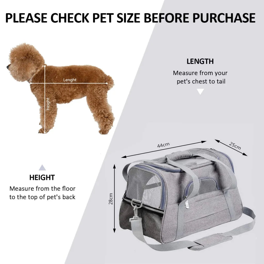 Pet Carrier Travel Bag for Cats & Small Dogs with Cozy Bed