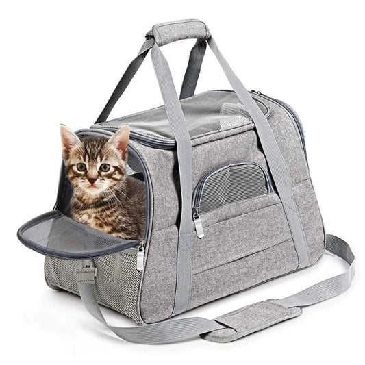 Pet Carrier Travel Bag for Cats & Small Dogs with Cozy Bed