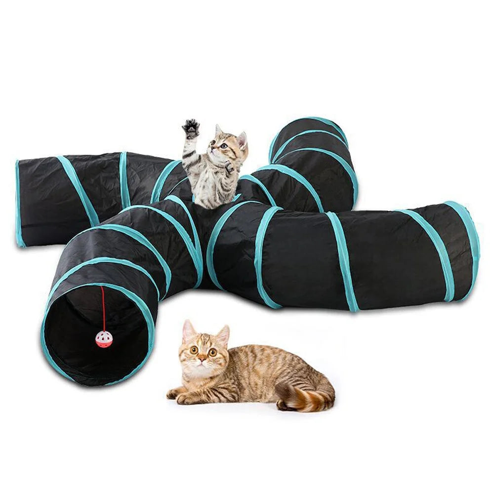 Pet Cat Kitten Puppy 4-Way Tunnel Play Toy Foldable Funny