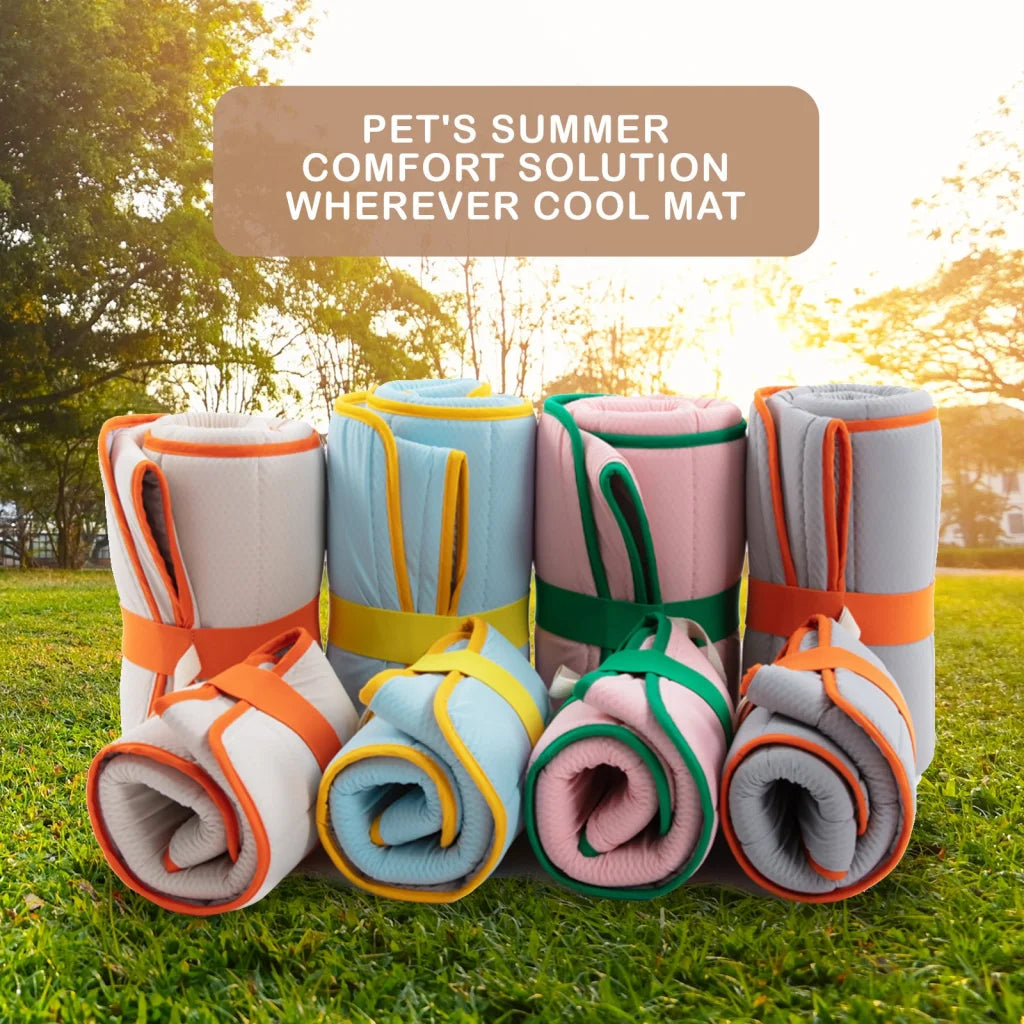 Pet Cooling Mat Dog Non-Slip Travel Roll-Up Cool Pad Bed