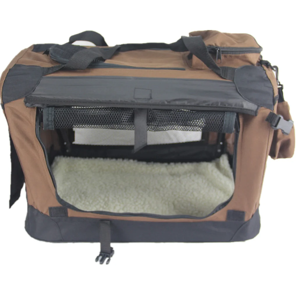 Pet Crate Foldable Soft with Curtain XL - Brown - Pet Care