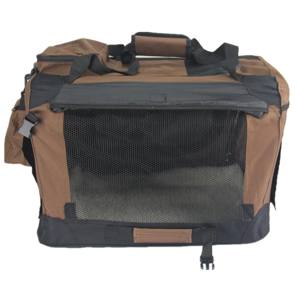 Pet Crate Foldable Soft with Curtain XL - Brown - Pet Care