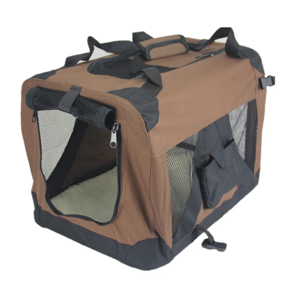 Pet Crate XL Portable Foldable Dog Puppy Cat Soft - Brown