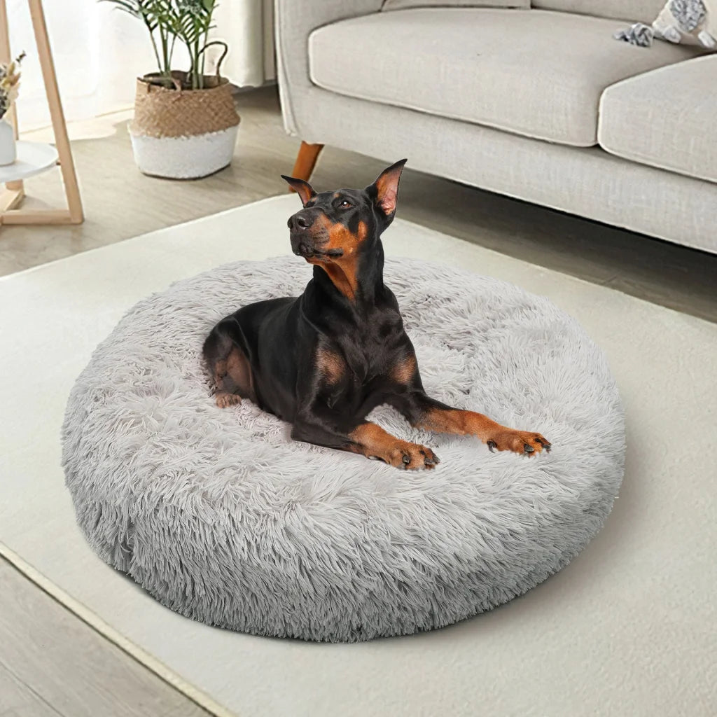 Pet Dog Bed Bedding Warm Plush Round Comfort Dog Nest Light
