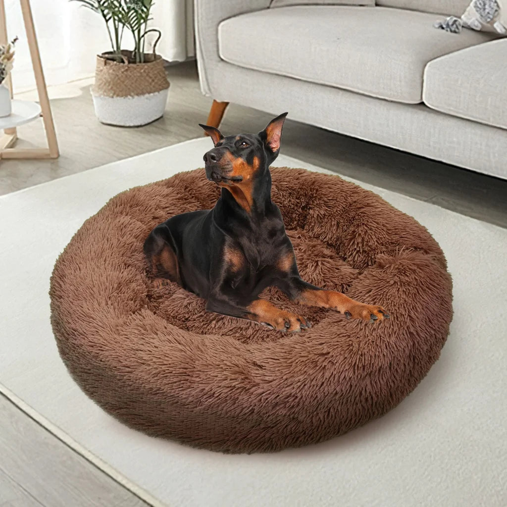 Pet Dog Bed Bedding Warm Plush Round Soft Dog Nest Light