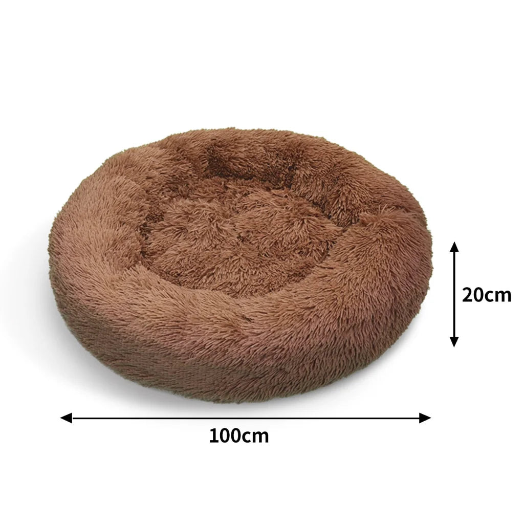 Pet Dog Bed Bedding Warm Plush Round Soft Dog Nest Light