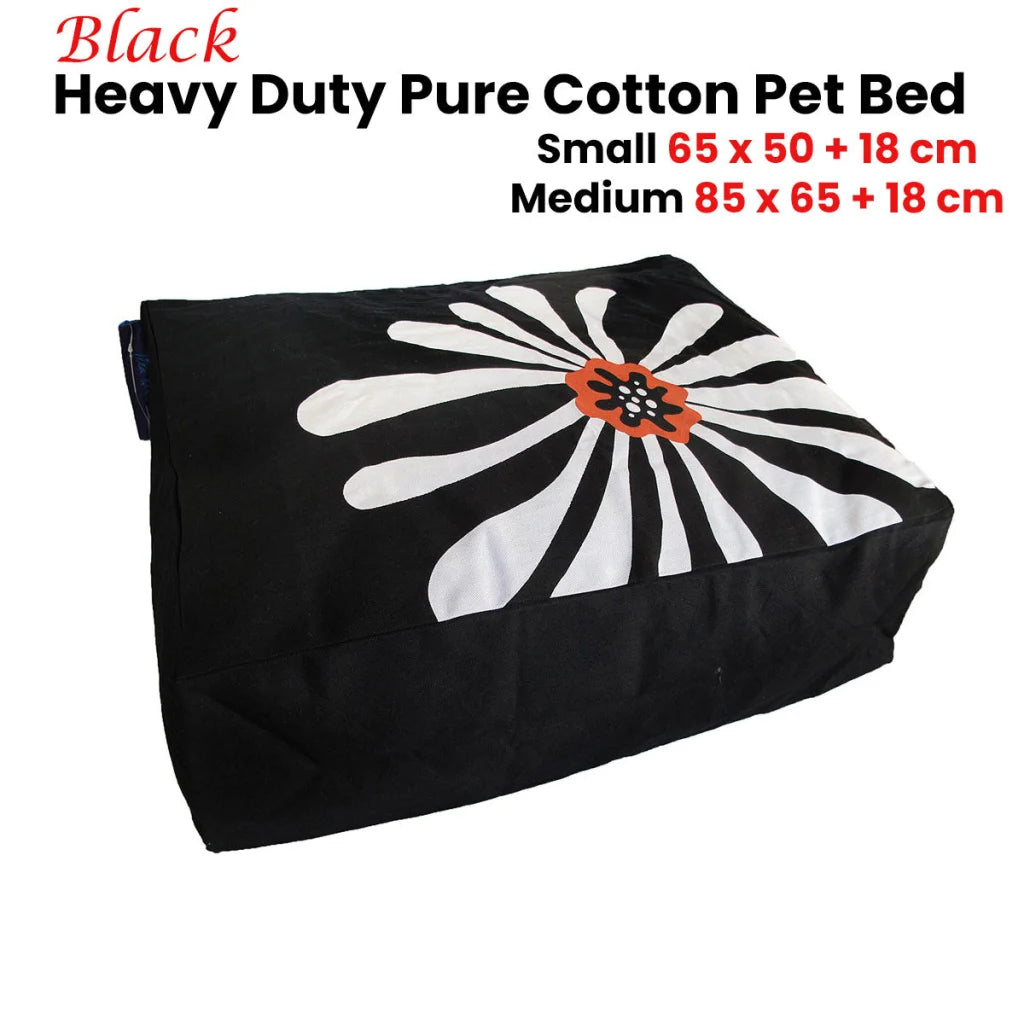 Pet Dog Bed Cover Heavy Duty Pure Cotton Small Black - Pet