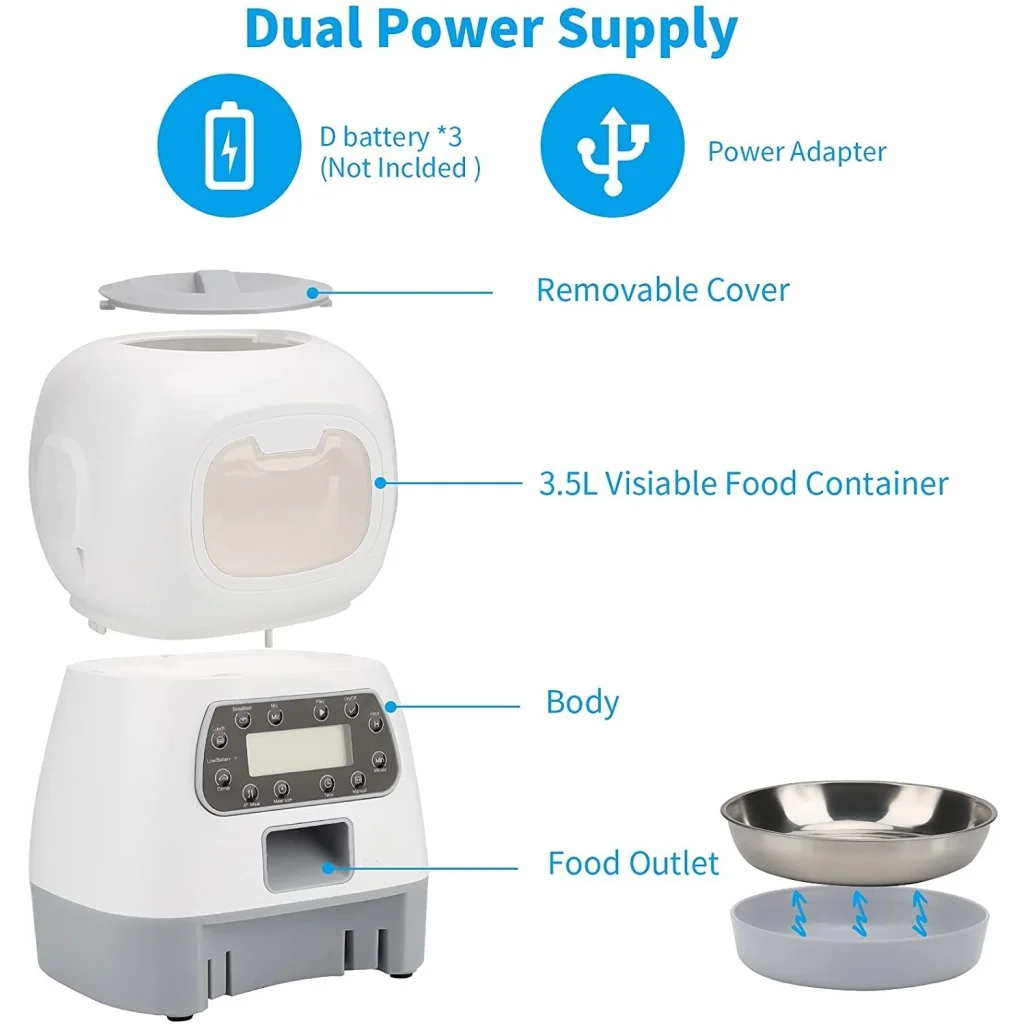 Pet Dog Cat Feeder Automatic Digital Food Bowl Dispenser
