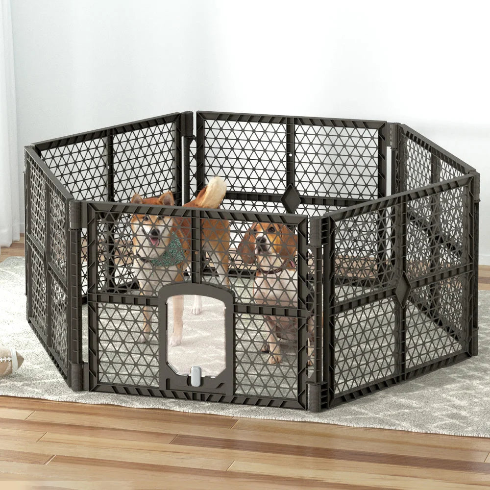 Pet Dog Playpen Enclosure 6 Panels Plastic Fence Play Pen