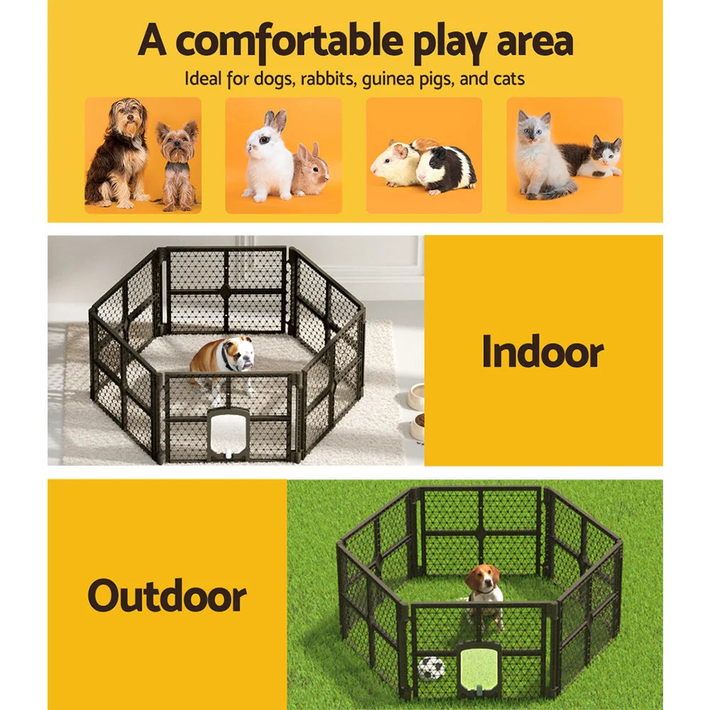 Pet Dog Playpen Enclosure 6 Panels Plastic Fence Play Pen
