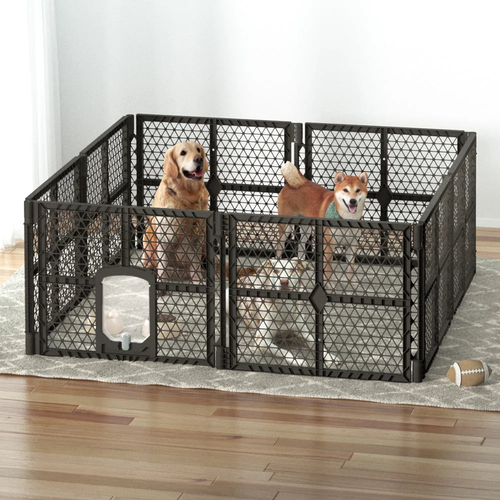 Pet Dog Playpen Enclosure 8 Panels Plastic Fence Play Pen