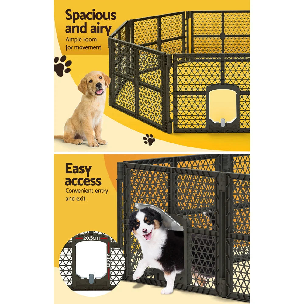 Pet Dog Playpen Enclosure 8 Panels Plastic Fence Play Pen