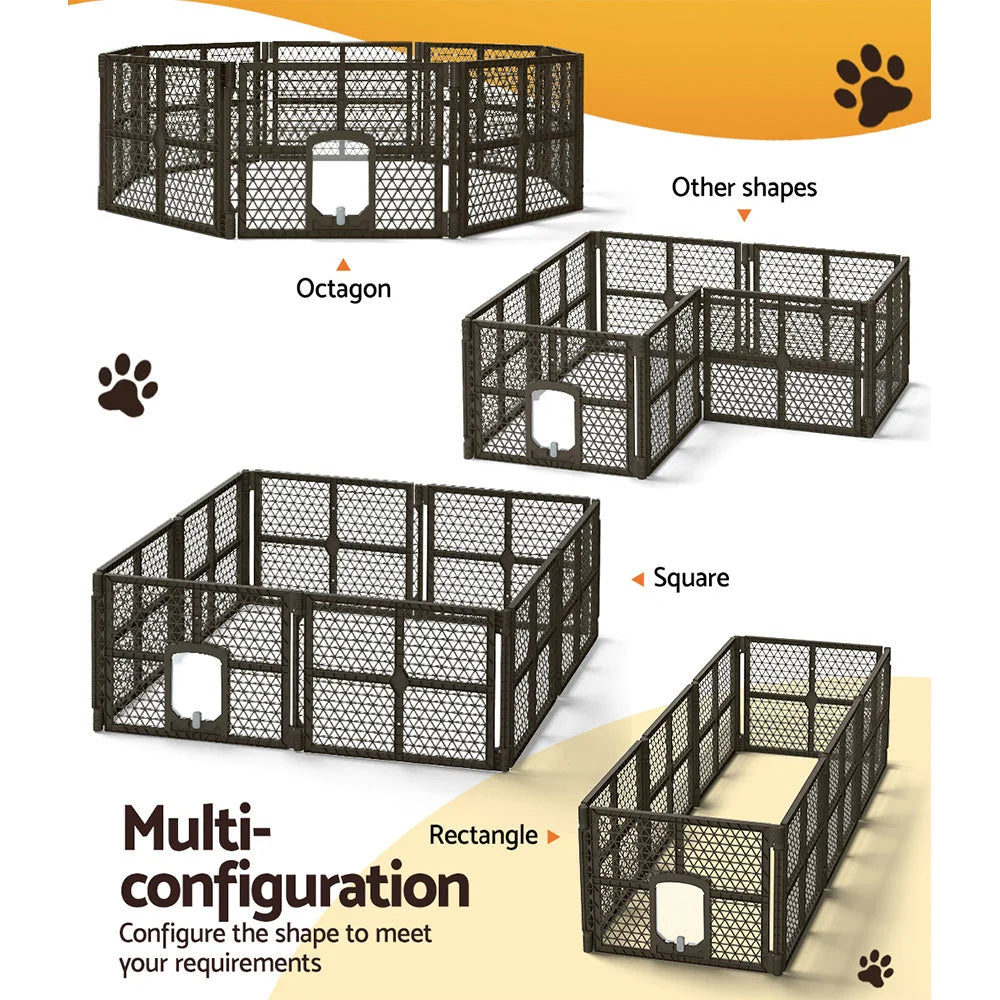 Pet Dog Playpen Enclosure 8 Panels Plastic Fence Play Pen